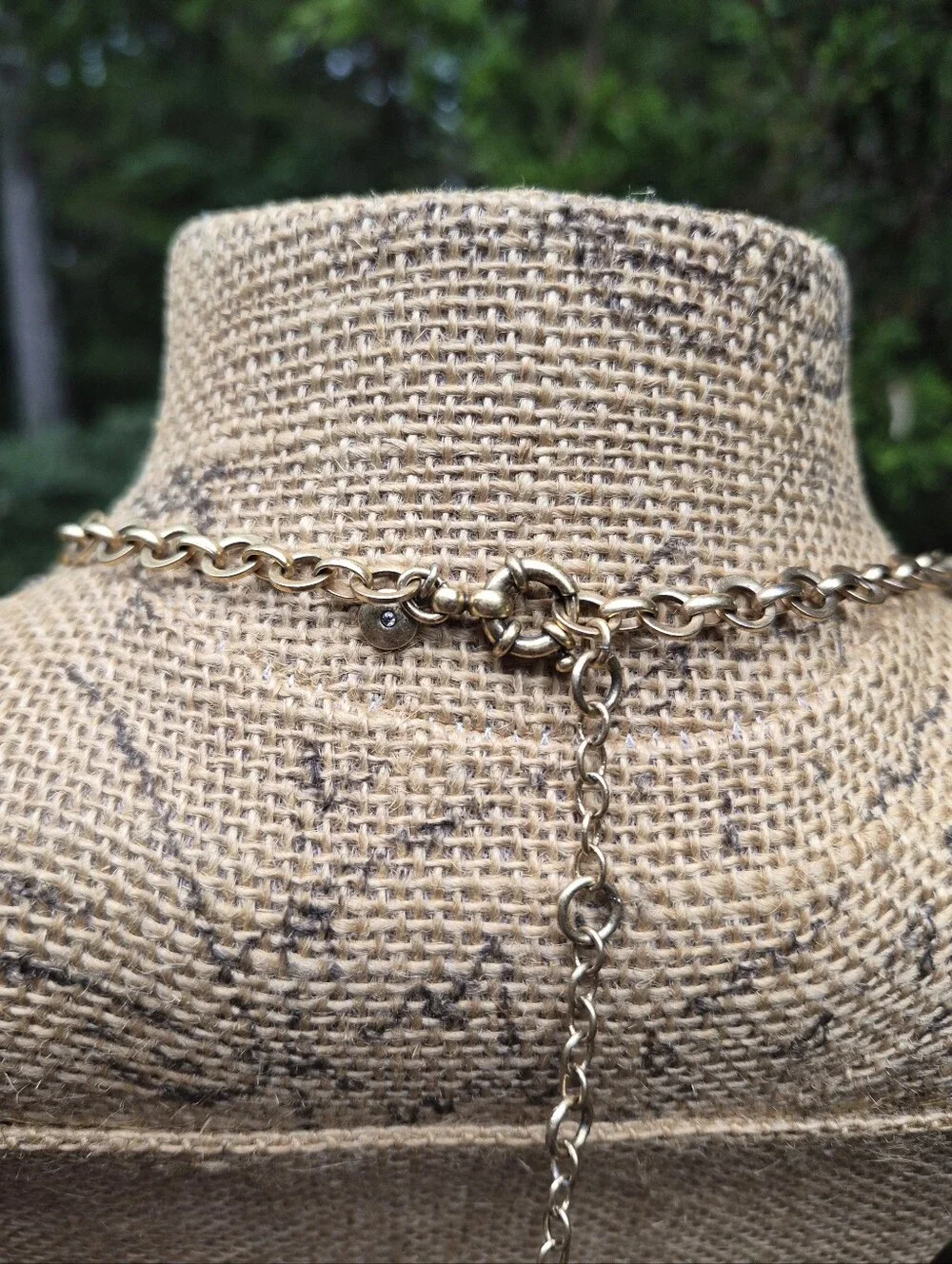 J Crew Rivoli Clear Crystal Statement Necklace Antiqued Gold Tone Brass Plated